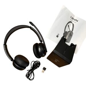 Levn Black Wireless Headset with Charging Stand
